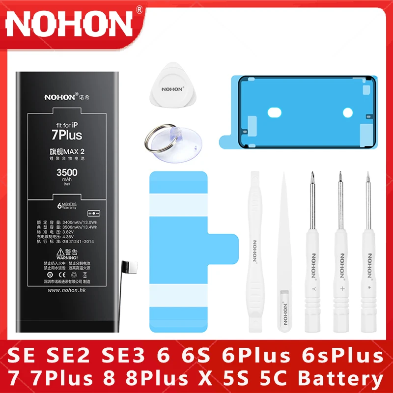 Batteria Nohon Per Iphone 6 6S 6 7 8 Plus X Se Se2 Se3 5S 5C Batterie Per Telefoni Cellulari Per Apple Iphone 11Pro 12Mini Se 2020 Bateria