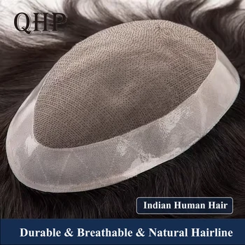 Protesi Capillare per Uomo, Parrucca in Capelli Umani Indiani, Sistema di Sostituzione Capelli con Base Mono NPU, Attaccatura Naturale, Parrucchino da 6 Pollici