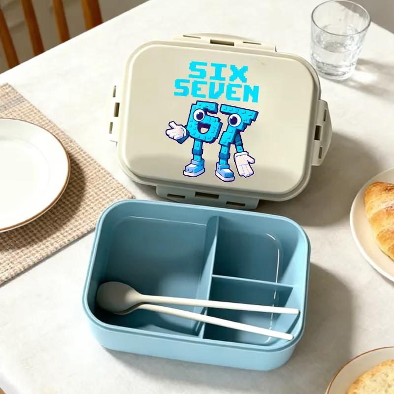Steal A Brainrot Lunch Case 67 Six Seven Cartoon Anime Bento Boys Girls Large Capacity Picnic Office Portable Lunch Boxes Gift