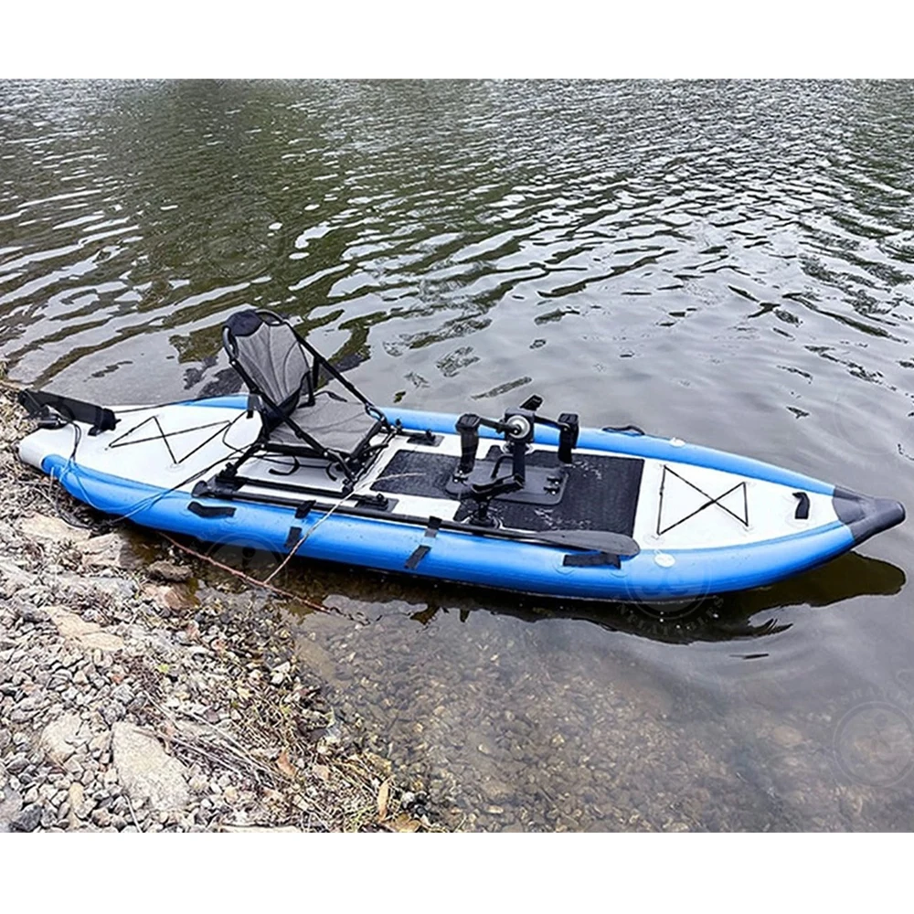 1 Person Inflatable Fishing Kayak Portable Foot Pedal Fishing Boat Inflatable Paddle Board Kayak With Movable Seat for Adults