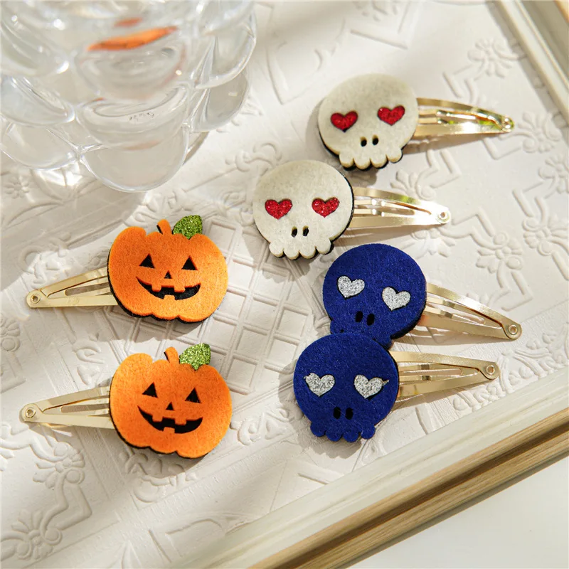 

Halloween Hair Clips For Girls Woman Hairpins Scary Skeleton Decor Pumpkin Face Party Hair Barrettes Festival Accessories Gift