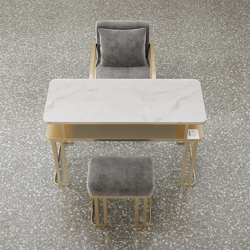 

Nordic Metal Nail Table Design Luxury Salon Modern Nail Table Golden Marble Mesa Manicura Profesional Salon Furniture HD50ZJ