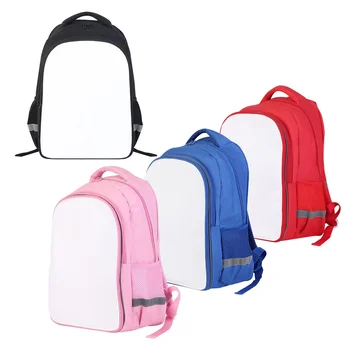 Sublimation Blank Black Double layered Student Backpack With Fluorescent Protective Strip for Heat Transfer Print 1