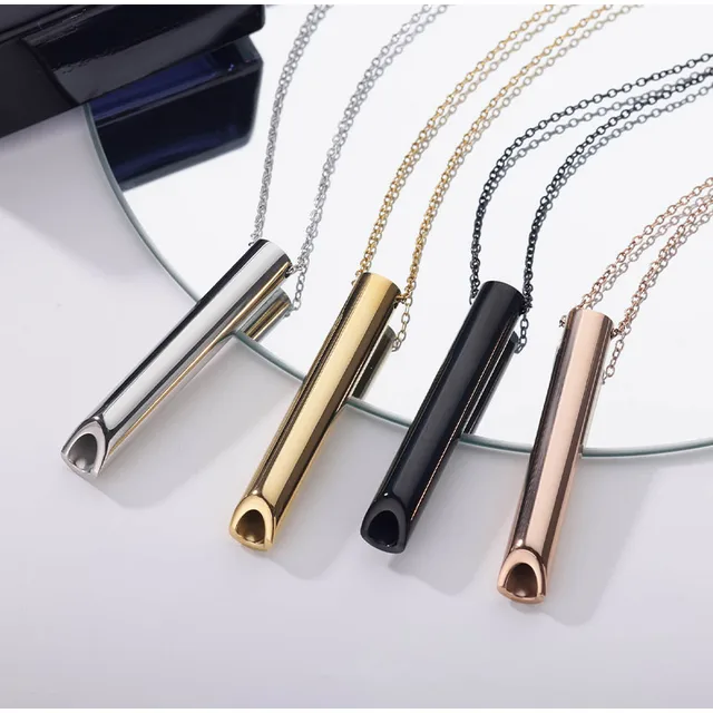 Collana Anti Ansia Per Respirazione Consapevole - Acciaio Inox Nero, 60 Cm