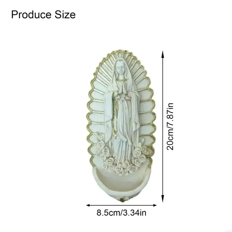 92MF Detailed Resins Holy Water Font Hanging Statue Holy Pool Pendant Hanging Catholic Ornament for Home Entrance Decoration