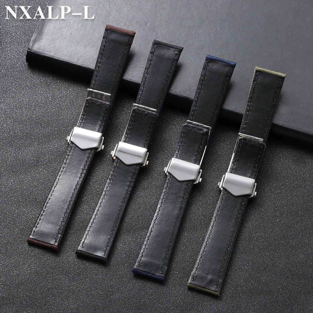 Durable Nylon Canvas Leather Watch Strap for Folding Buckle Bracelet