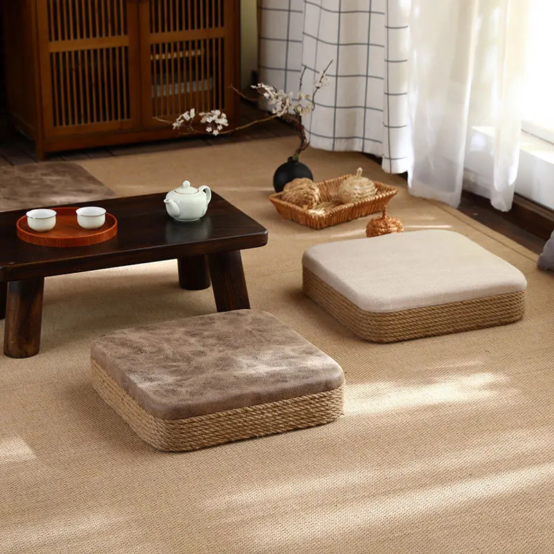 

40x40CM Modern Japanese Hand Woven Futon Sofa Cushion In Living Room Bedroom Balcony Bay Window Tatami Futon Cushion