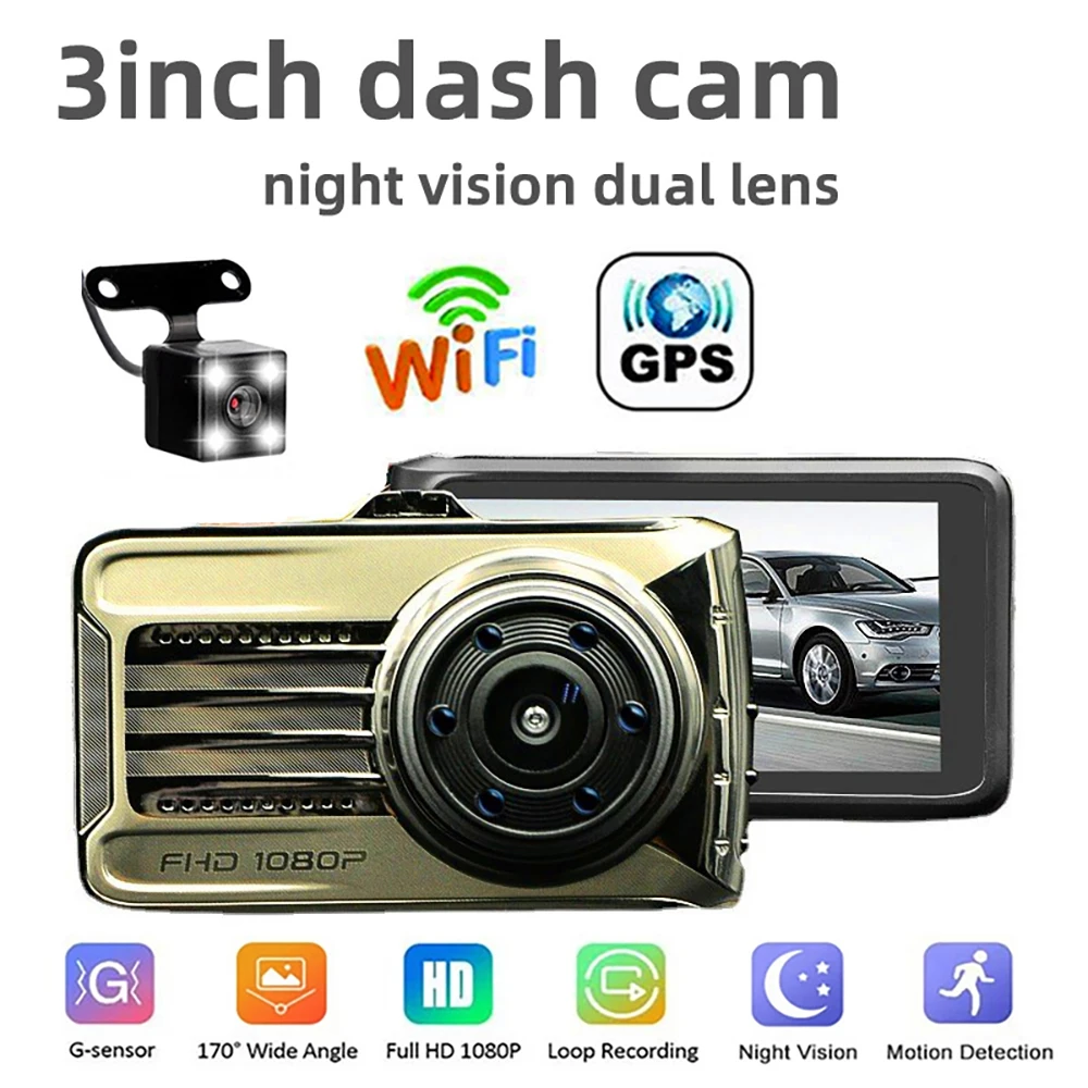

Автомобильный видеорегистратор WiFi Full HD 1080P, видеорегистратор с камерой заднего вида, Автомобильный видеорегистратор с ночным видением, Автомобильный видеорегистратор, GPS-регистратор, автомобильные аксессуары
