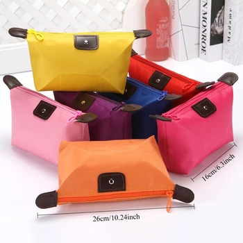 Women's Folding Dumpling Bun Candy colored Cosmetics Storage Makeup Bag Multi functional Travel Portable Handheld Women's Bag 1