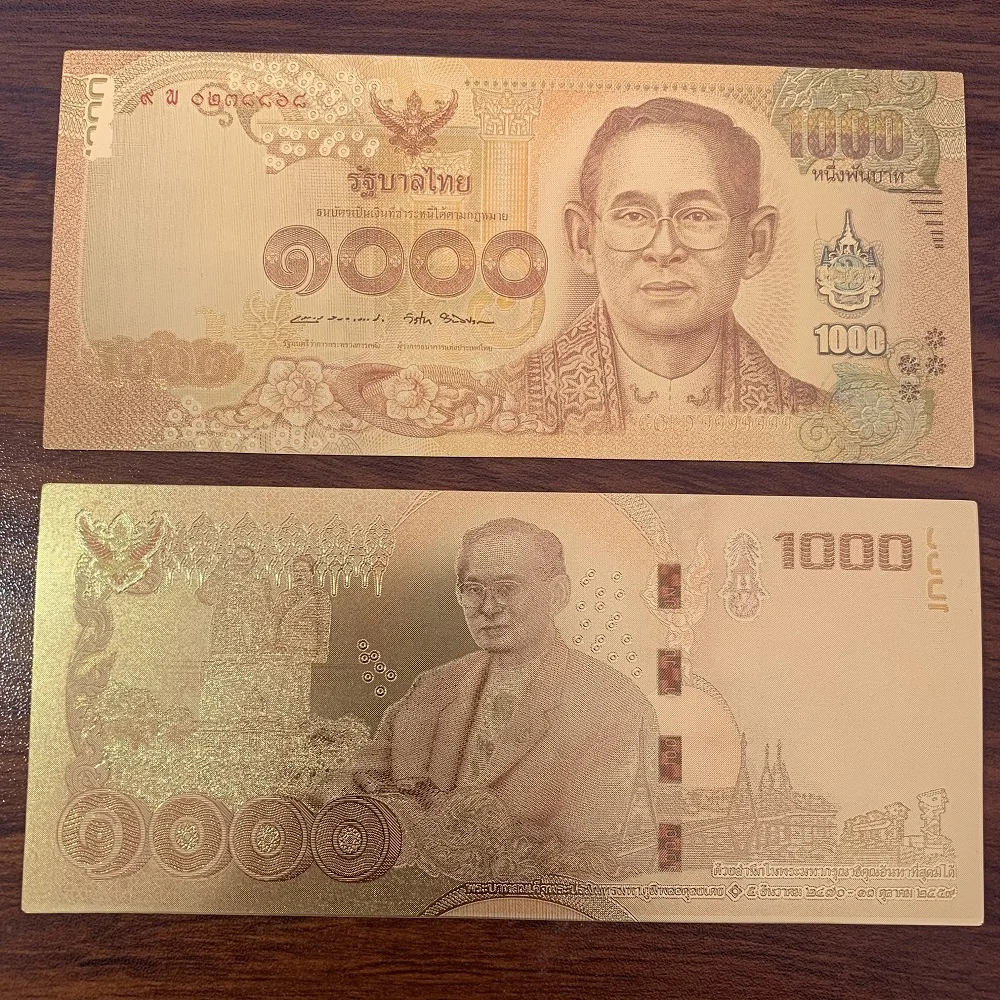 Description Picture 3 of item6Pcs/Lot Asian Currency Thai Gold Banknote set20.50.100.500.1000 Baht Money in 24k Gold Plated Banknote for Christmas Gifts