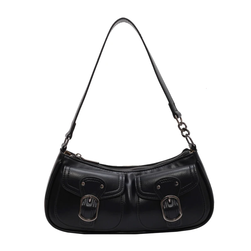 LEFTSIDE Fashion Leather Shoulder Armpit Bag for Women 2025 Tend Females Simple Small Pocket Design Underarm Handbags and Purses