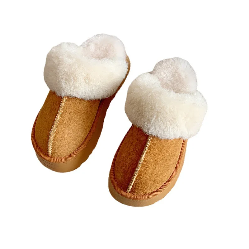 Comwarm Women's Fur House Slippers Indoor Non-slip Thick Sole Fluffy Bedroom Slides Winter Fuzzy Shoes Warm Plush Cotton Slipper 6