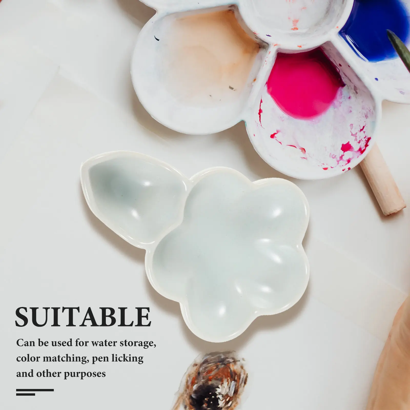 서예 그림 쓰기 예술 스튜디오 책상 장 세라믹 붓 받침 잉크 접시 꽃 모양 디자인 우아한 전통 동양 스타일