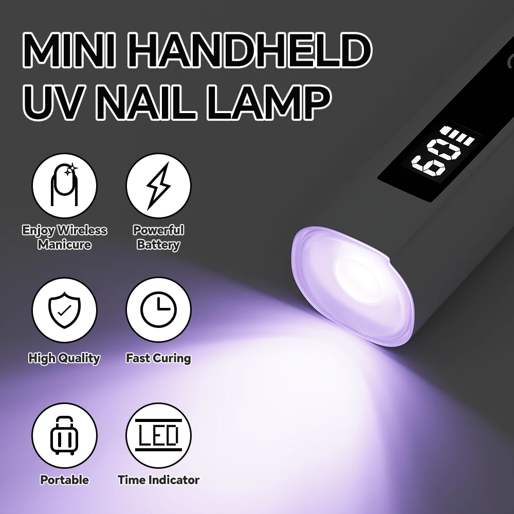UV Light for Gel Nails - Timer, Stand & Indicator, Portable Rechargeable Mini Handheld LED Nail Lamp, Nail Dryer for Fast Curing