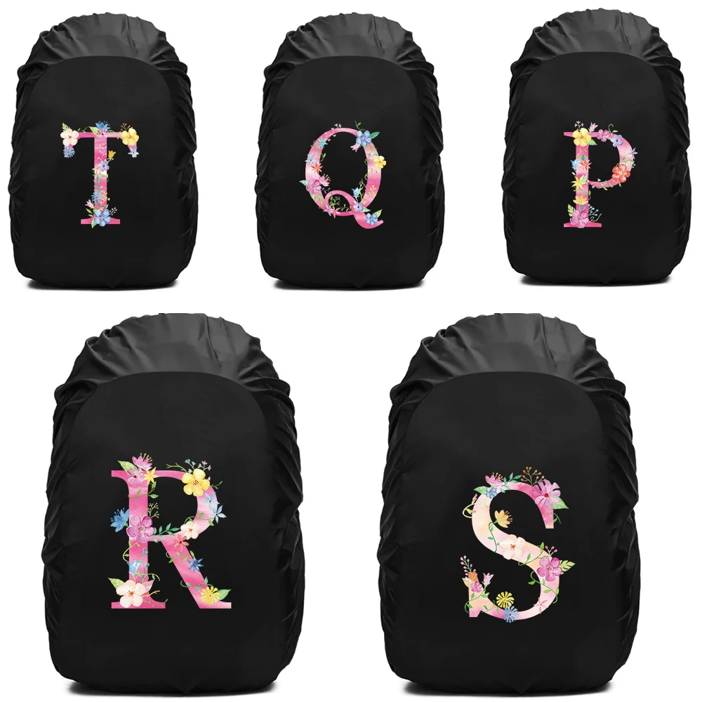 20-70L Waterproof Backpack Rain Cover Fashion Pink Flower Letter Outdoor Sport Cycling Safety Rain Cover Camping Hiking Cover
