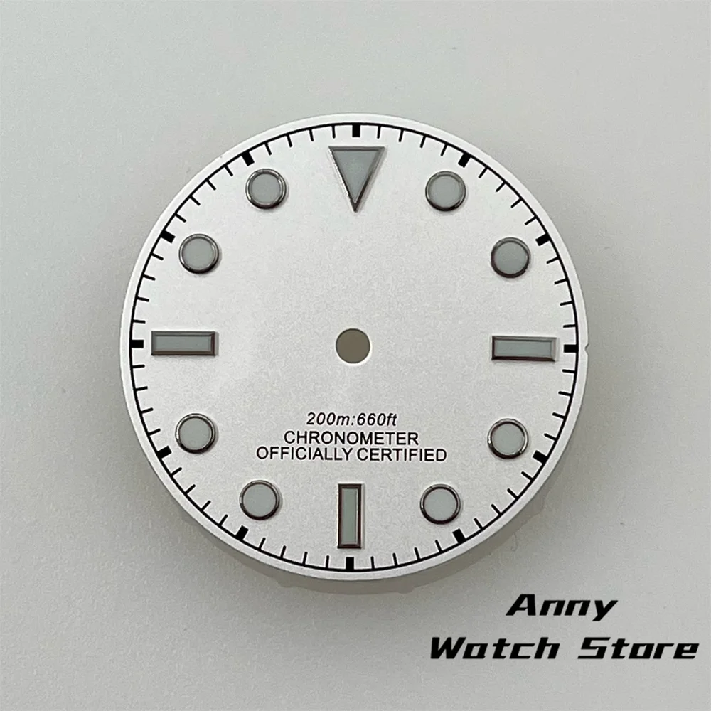 Vintage 29mm Watch Dial with Black, Brown, and Dark Blue Design Featuring Rose Gold Edging and Green Luminous Markers