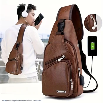 Borsa da petto da uomo con tracolla regolabile e chiusura con cerniera, borsa a tracolla multifunzionale adatta per il pendolarismo quotidiano