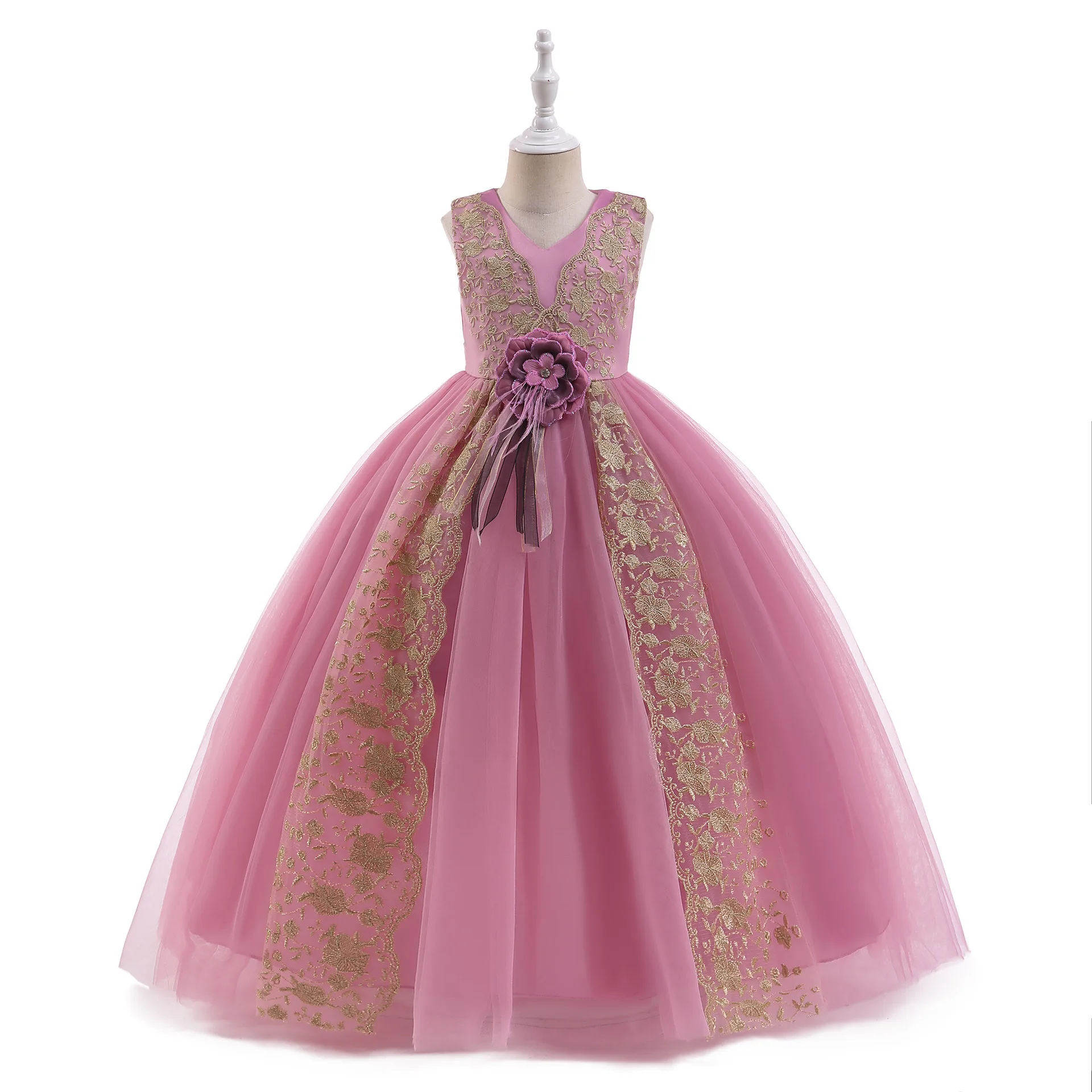 

Flower Girl Dress Forged Fabric Long Flower Girl Princess Dress Children's Piano Performance