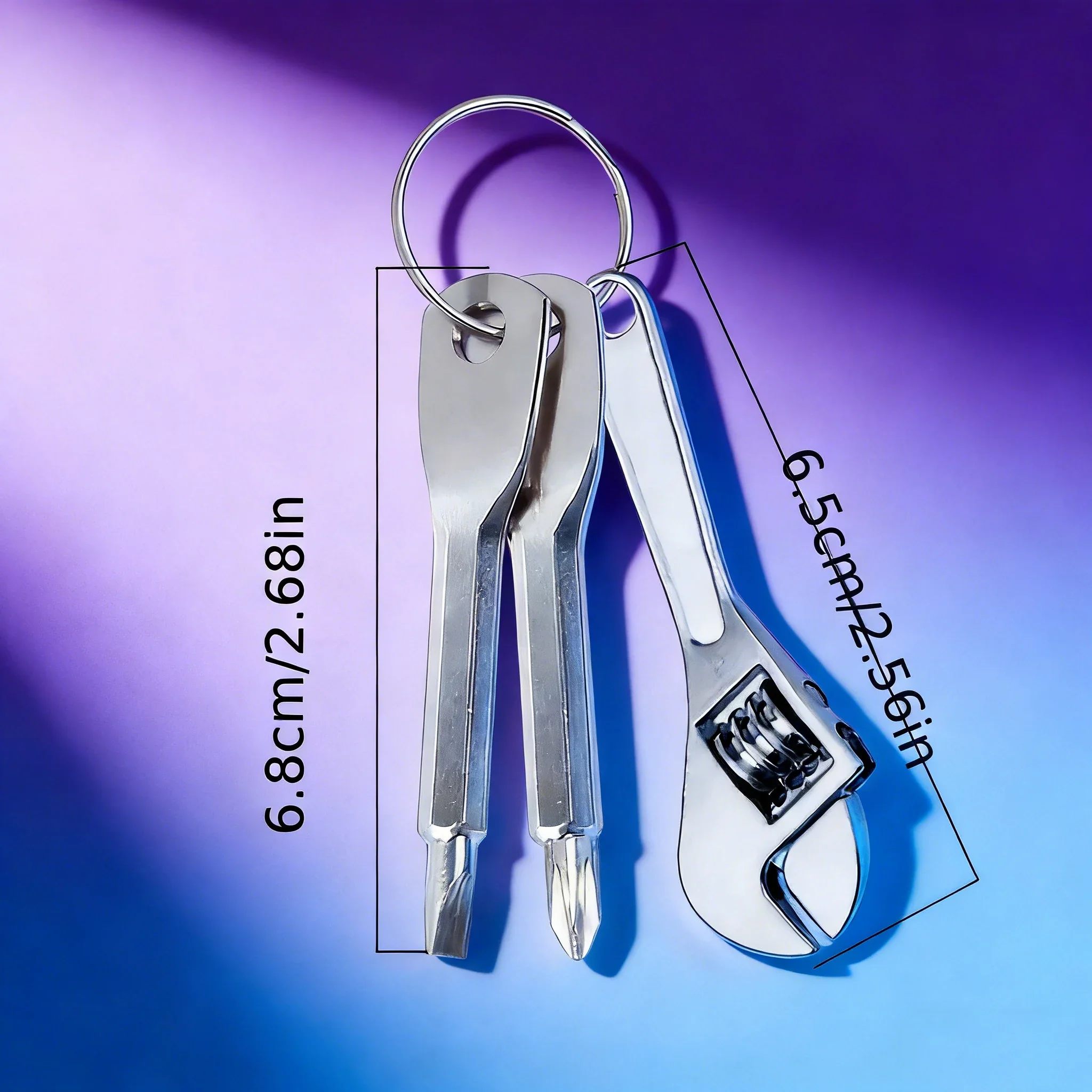 Compact Keychain Multi-Tool - Portable EDC Kit with Adjustable Wrench and Multi-Head Screwdriver