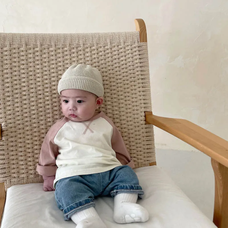 Infant Pure Cotton Bottoming Shirt Boys And Girls Casual Loose Long-sleeved Tshirts Babies Boys Simple O-neck Tops Autumn Wear 3