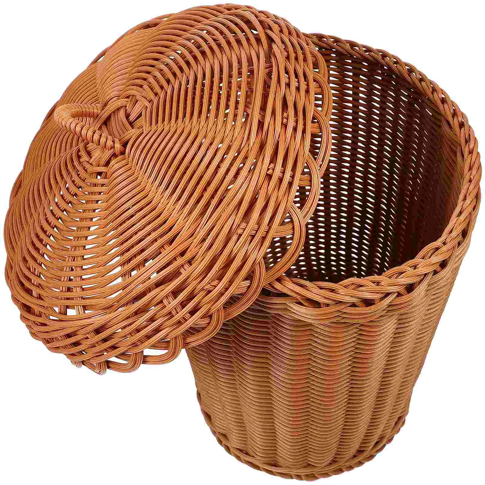 

Zero Rattan Wicker Trash Can Lid Woven Storage Basket Wicker Waste Basket Small Trash Can Garbage Cans Laundry Hamper Flower
