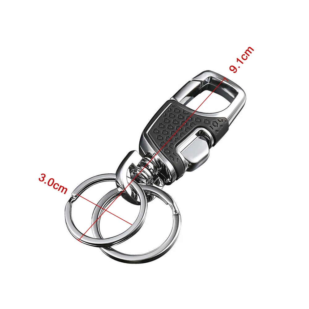 1Pc Double Switch Keychain Metal 360 Degrees Rotatable Key Holder Rings Buckle Fashion Men's Luxury Car Keyring Decorative Hooks 6