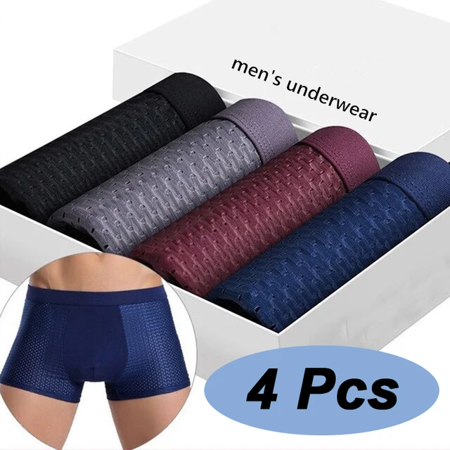 We.Fine 4Pcs Bamboo Boxer Bamboowear Short Men Microfiber Boxer Briefs Underwear Compression Stretch 1