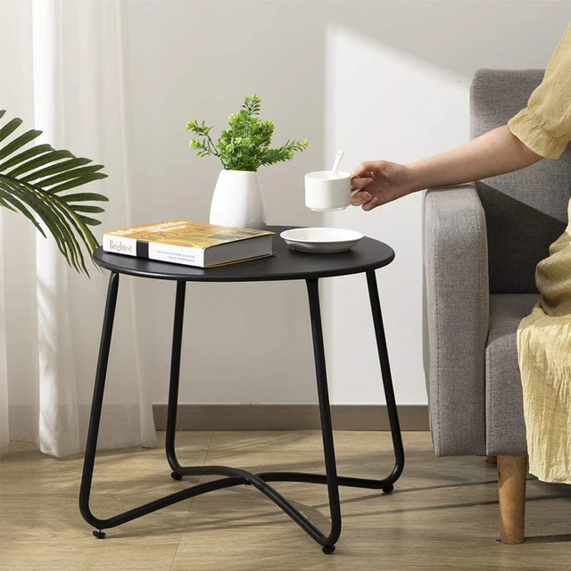 Table d'Appoint Extérieure en Céramique, Petite Table Basse en Métal  Antirouille Imperméable