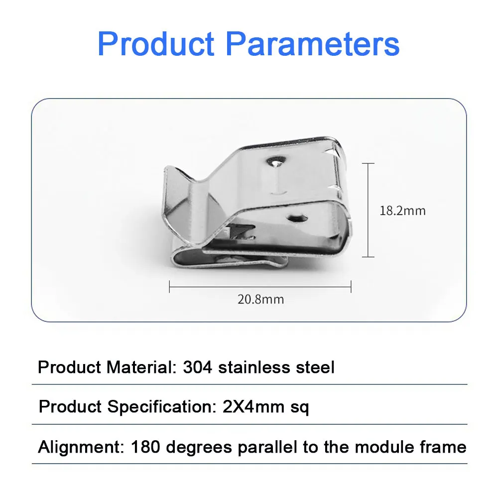 Solar Panel Cable Clips PV Wire Fixing Clip Stainless Steel Outdoor Cable Clamp Accommodates 2 Wires Solar PV Management solar panel clips