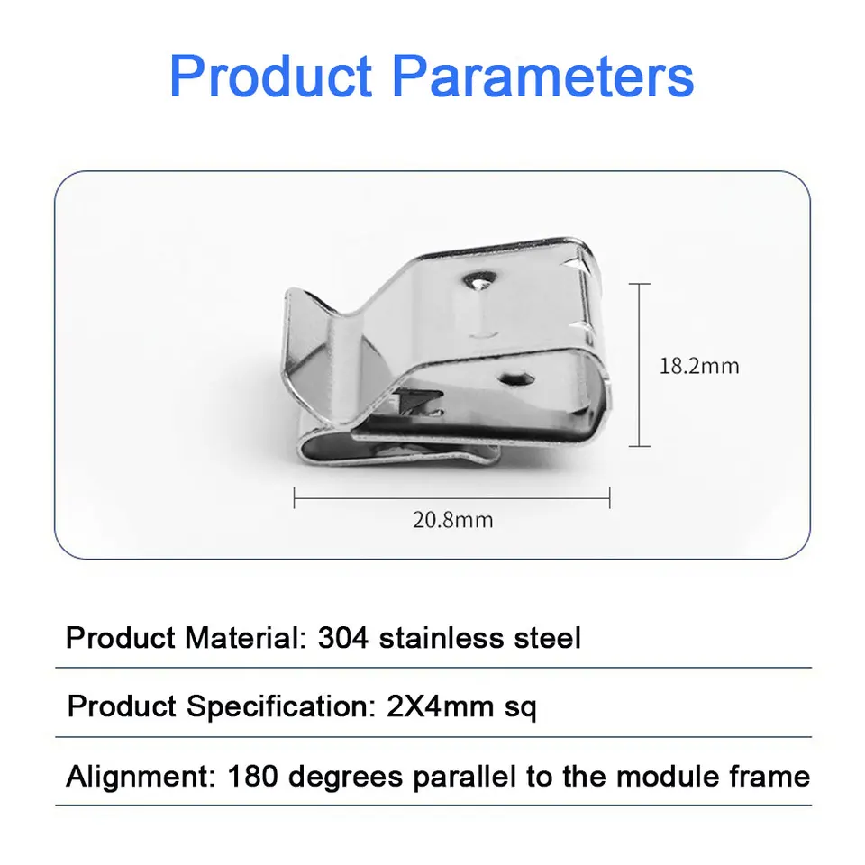 Lot De 100 Clips De Câble En Acier Inoxydable Pour Panneau Solaire Pour