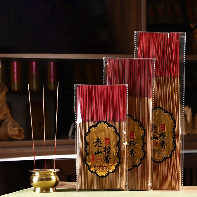 

Smokeless Natural Laoshan Sandalwood Bamboo Stick Incense 25.5cm 33cm 39cm Household Buddhist Incense Sticks Temple Pray