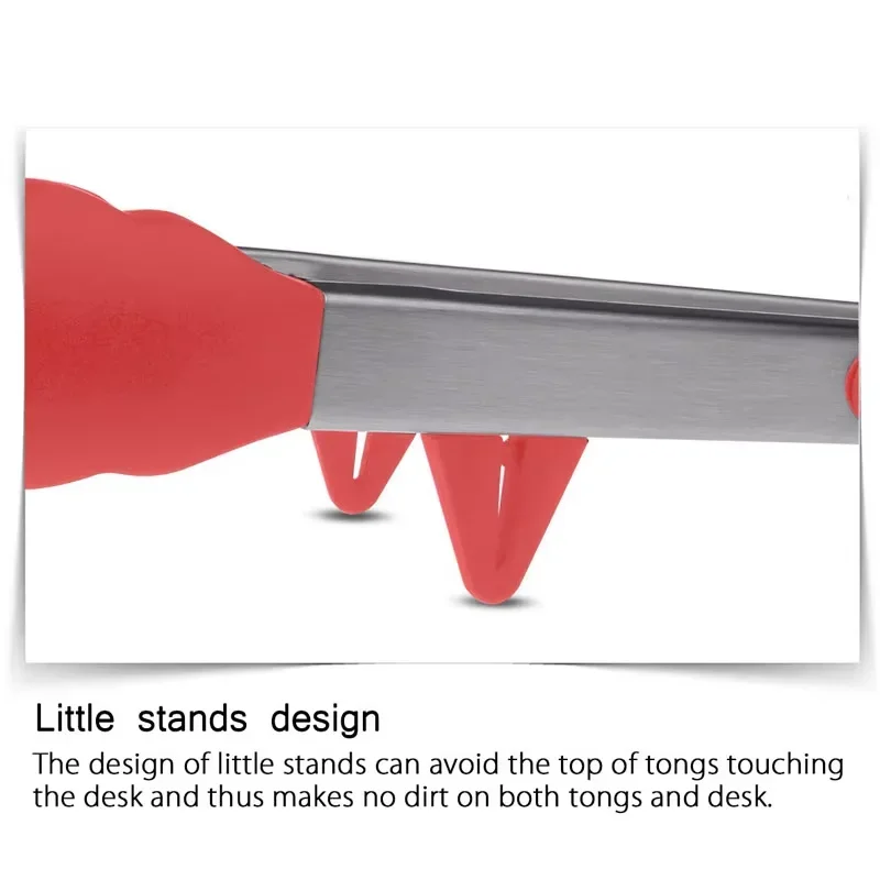 Food tongs Kitchen cooking tongs heat-resistant stainless steel BBQ tong with silicone tips