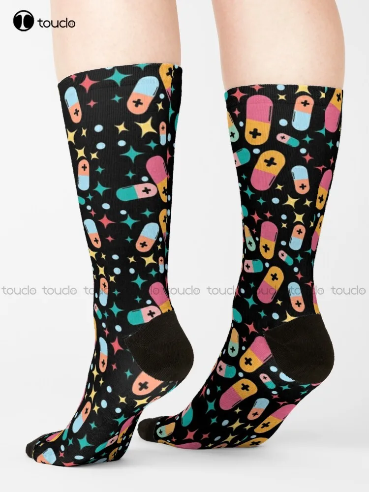 Farmacia Tecnico Fancy Pills Cute Pills Socks Calzini Divertenti Per Le Donne Calzini Personalizzati Unisex Per Adulti Adolescenti Harajuku
