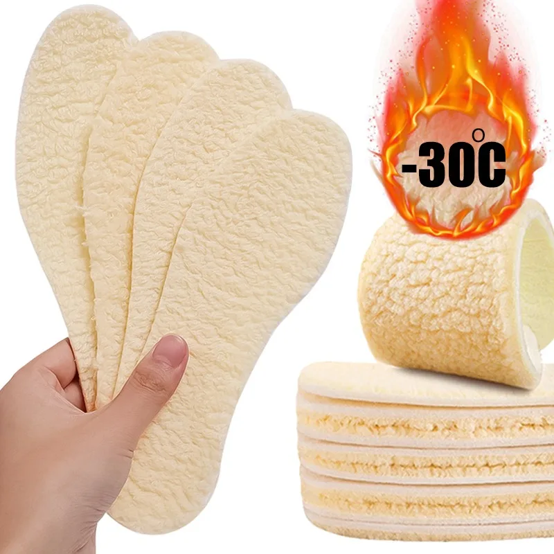 Shoe insoles,heated shoe insoles Natural Lamb Fleece Insoles Men Women Winter Keep Warm Soft Wool Thicken Cashmere