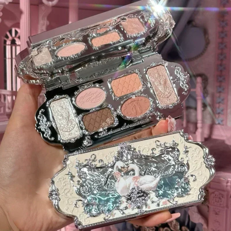 Eye Shadow Eye Shadow Plate Flower Knows Swan Ballet Eyeshadow Delicate Matte Glow Shimmer Waterproof 6 Color Glitter Eye Shadow Palette Beauty Cosmetics