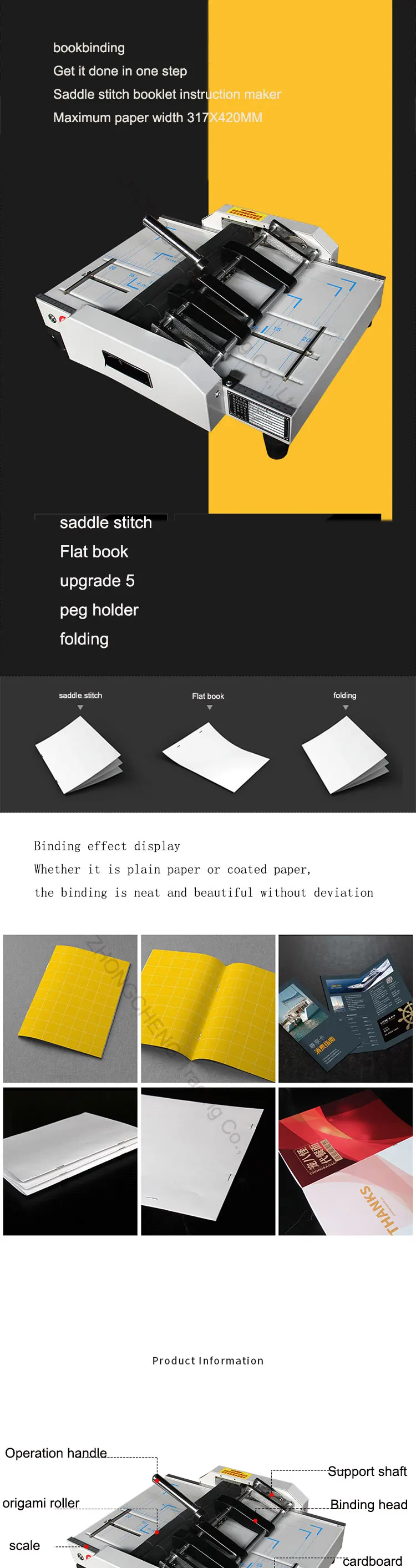 Description Picture 3 of itemA3 Electric Binding and Folding Machine Folding Automatic Binding tool Saddle Stitching Manual Nail Folding Machine