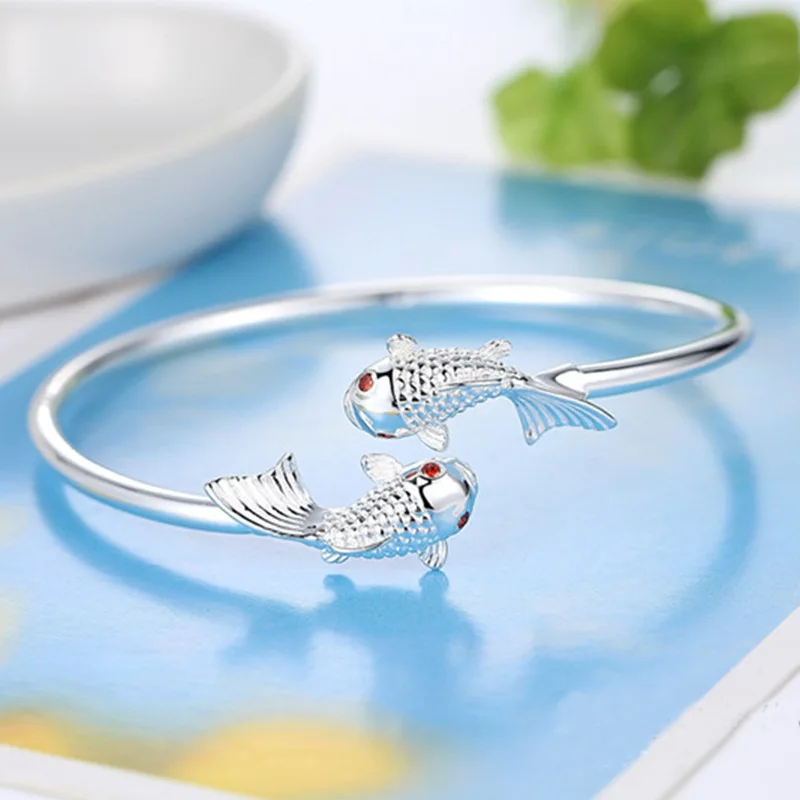 

High quality 925 Sterling Silver Original goldfish bracelets Bangles for women fashion Luxury party wedding jewelry fine gift