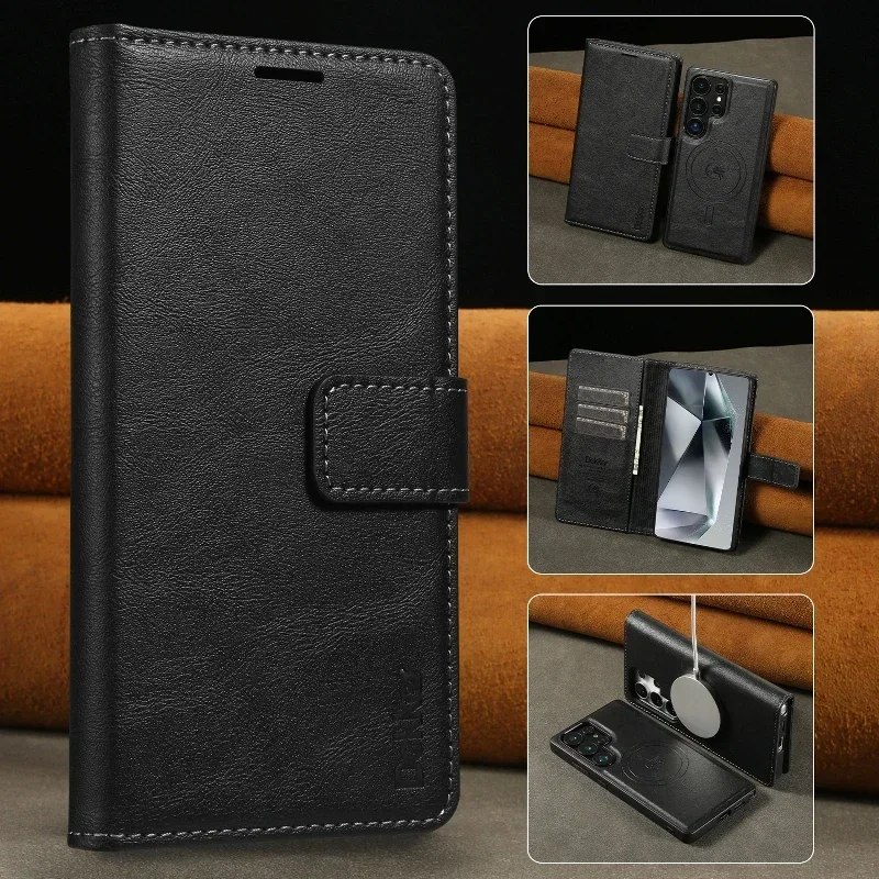 Dual-Function Magnetic Wireless Charging Leather Card Slot Phone Case