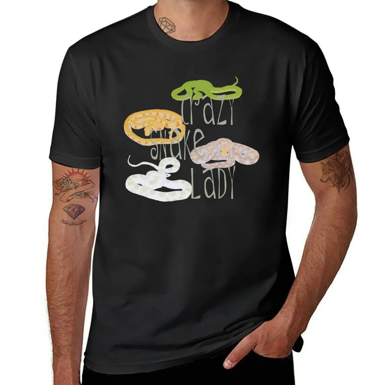 

Crazy Snake Lady T-Shirt animal prinfor boys cute clothes Men's t shirts