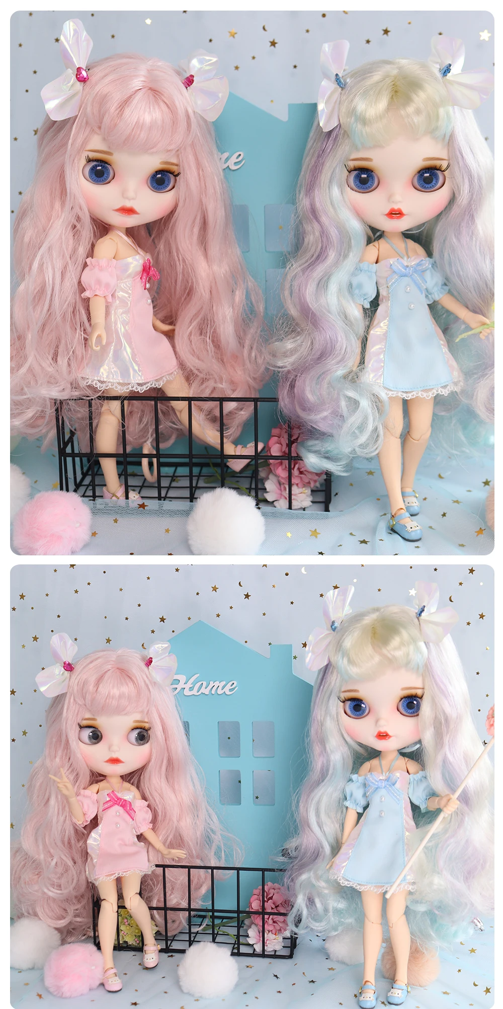 Neo Blythe Doll Fancy Skirt Dress with Bow Hairpin 3