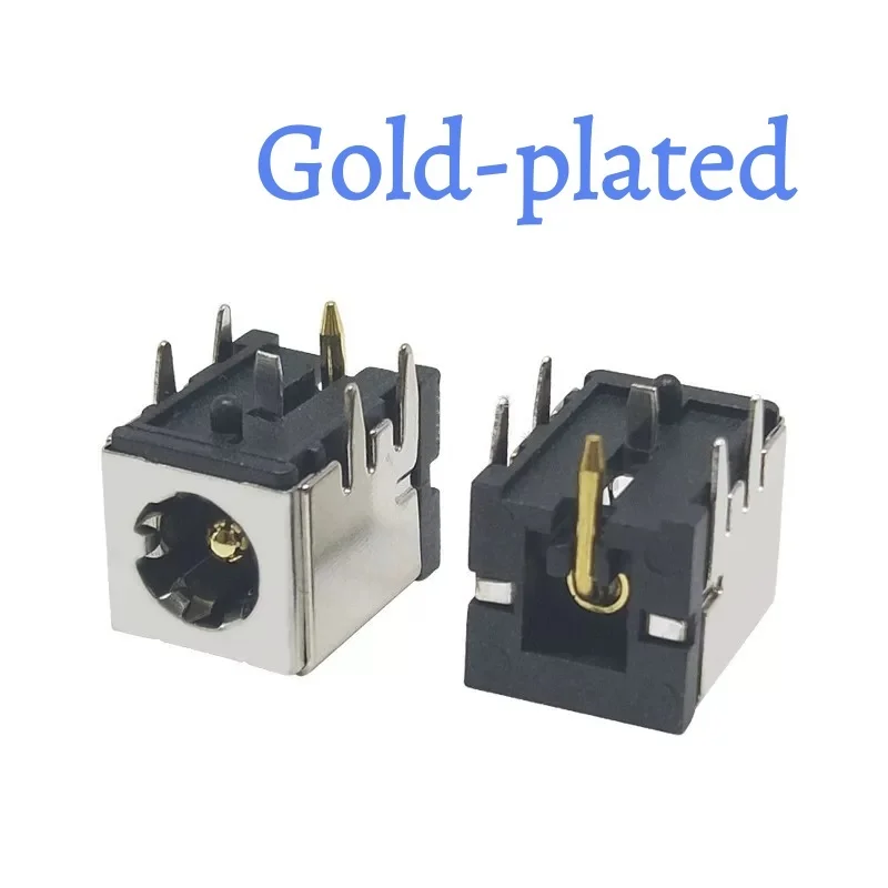 10개 DC-007B 금/은 도금 노트북 전원 잭 5.5×2.1mm 5.5*2.5MM DC007B 금속 쉘 브래킷 전원 소켓 포함