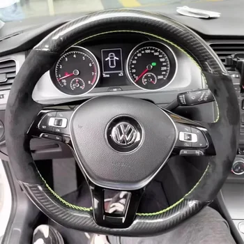DIY Car Steering Wheel Cover Suede Carbon Fiber Leather For Volkswagen VW Golf 7 Mk7 New Polo Jetta B8 Avant Car Accessories