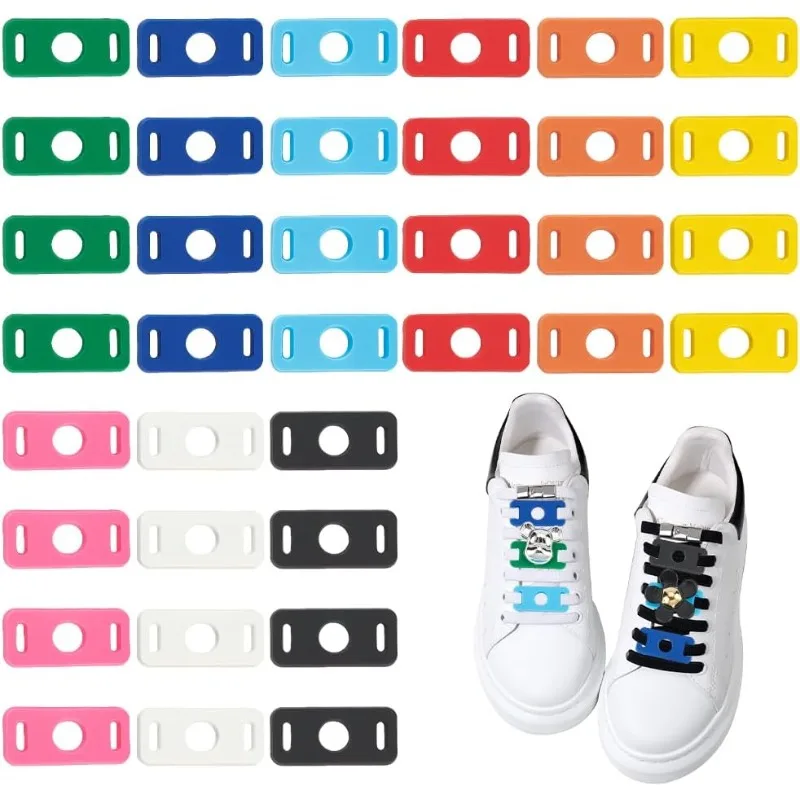 9 Colors Shoe Lace Charms Colorful Shoelaces Decorations Clips PVC Shoe Lace Tags 1.2x0.5x0.07 inch Shoelace Adapter DIY 36Pcs craft supplies