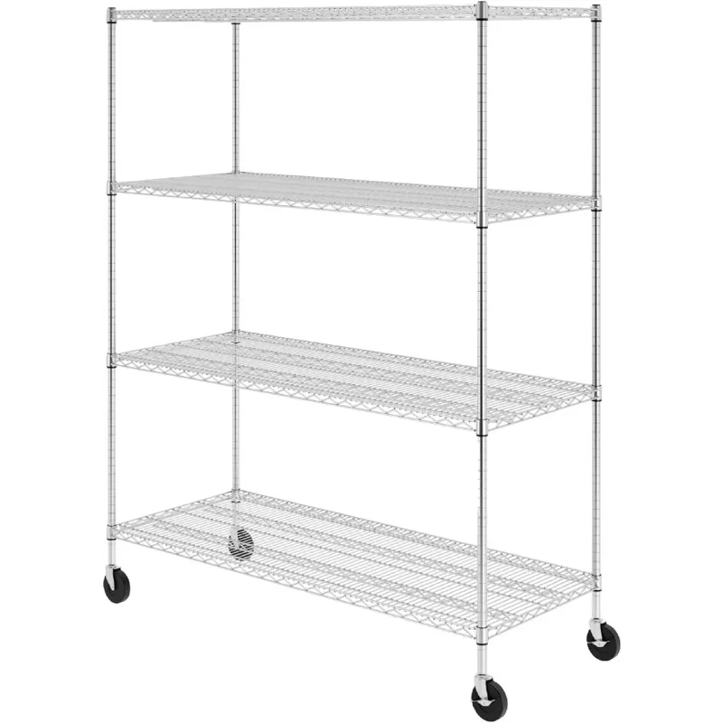 SafeRacks NSF Certified Storage Shelves,Heavy Duty Steel Wire Shelving Unit with Wheels and Adjustable Feet,Used as Pantry Shelf 2 pcs desk shelves top metal bookend decorative bookends holders shelf heavy books white wrought iron bookstand child reading