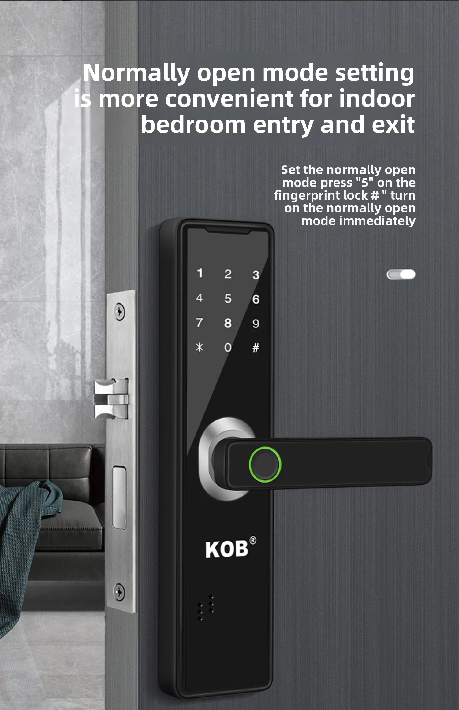 wooden door fingerprint lock household anti-theft door password lock apartment B