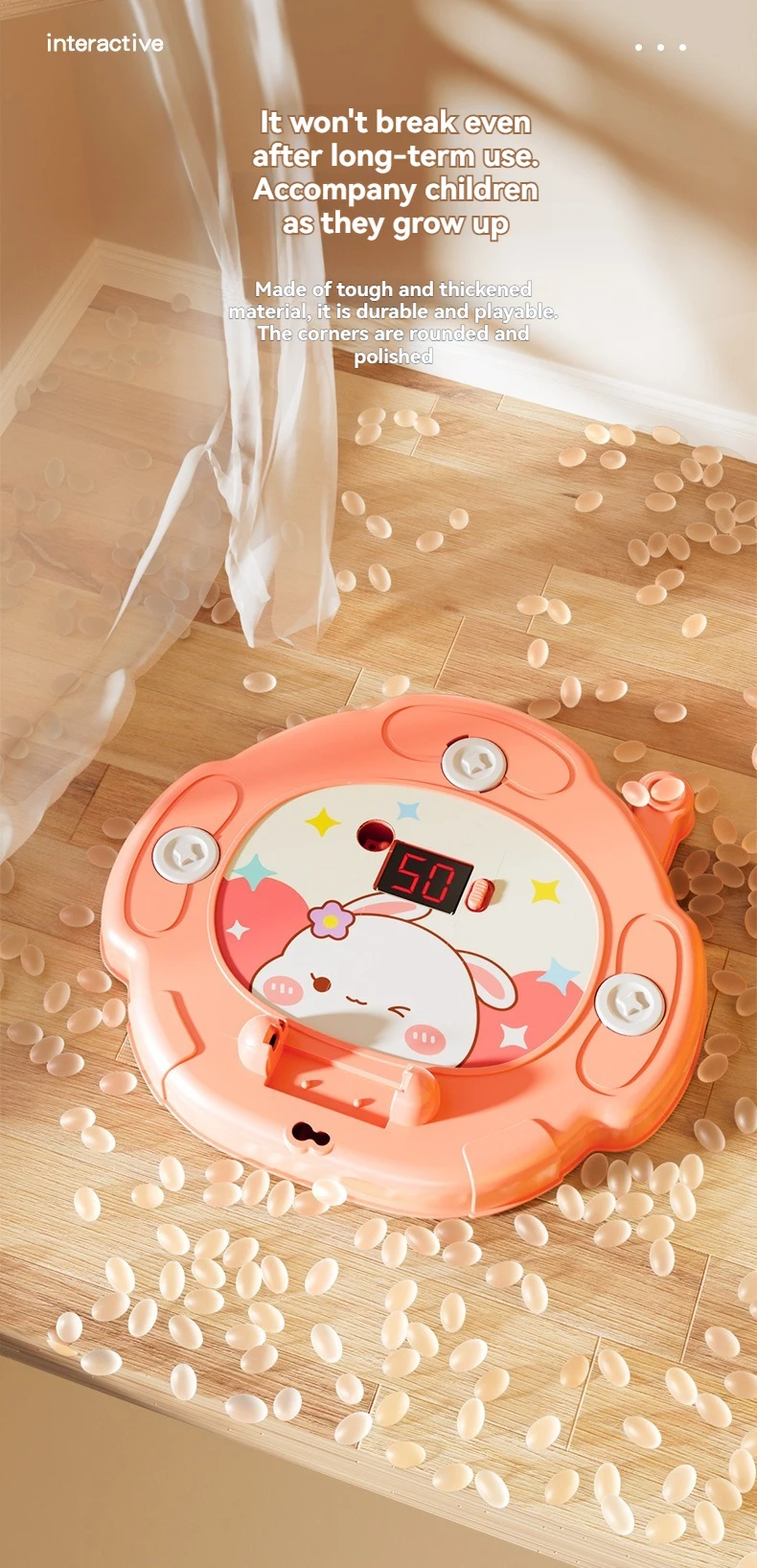 Side angle of indoor hoop for kids