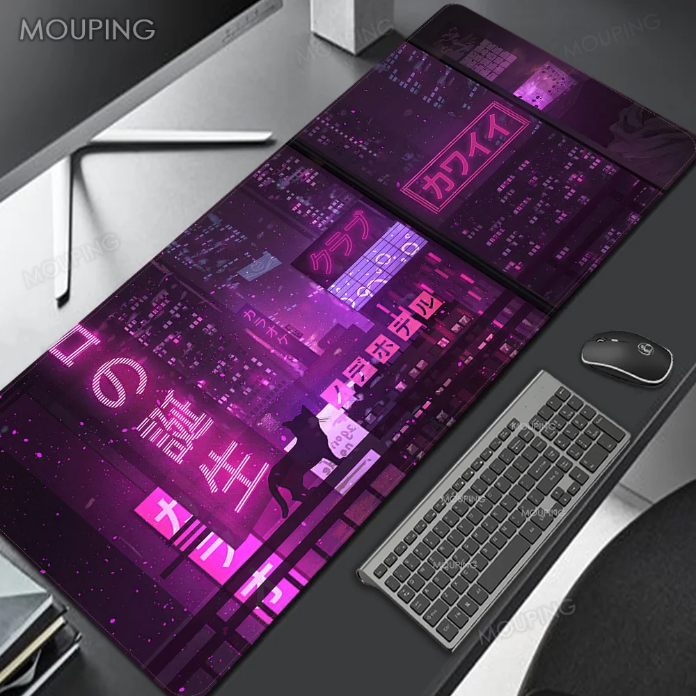 Neon Purple Deskmat Japan Mouse Pad Nativity Retrowave Gaming Laptop