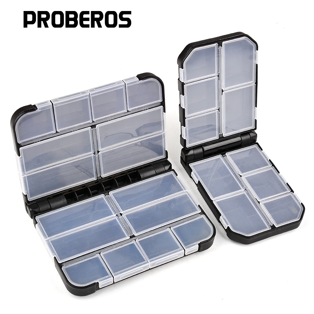PROBEROS 1PC Plastic Fishing Tackle Bait Storage Boxes Portable Double-Sided Lure Hook Organizer Mini Utility Lures Fishing Box