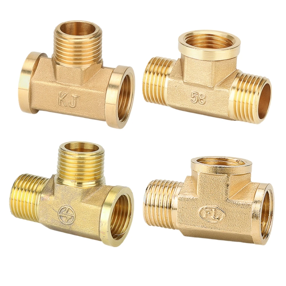 ข้อต่อท่อทองเหลืองแบบที ขนาด 1/8 1/4 3/8 1/2 3/4 นิ้ว แบบเกลียวใน ตัวแปลงเกลียวนอก ข้อต่อเกลียวในสำหรับน้ำ แก๊ส น้ำมัน 1