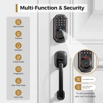 ARPHA Smart Lock D289H Smart WiFi Keyless Door Lock with Camera 5 in 1 Camera Fingerprint Entry App-Controlled Auto-Lock System 2